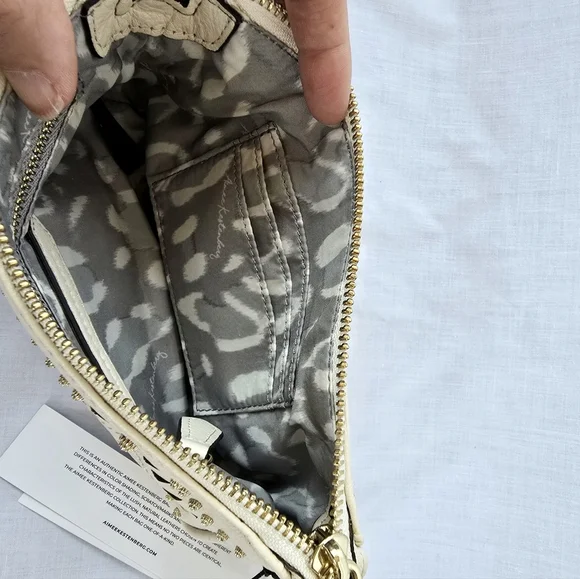 Aimee Kestenberg▪️Fiery Novelty Pouchette Sandy Laser Cut Leather Wristlet Purse - Picture 7 of 9